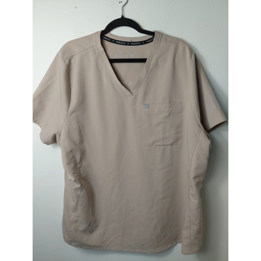 Fabletics Scrubs Shirt Women's 3X Top Beige Nude Medical Office Nurse NICE✅‎
